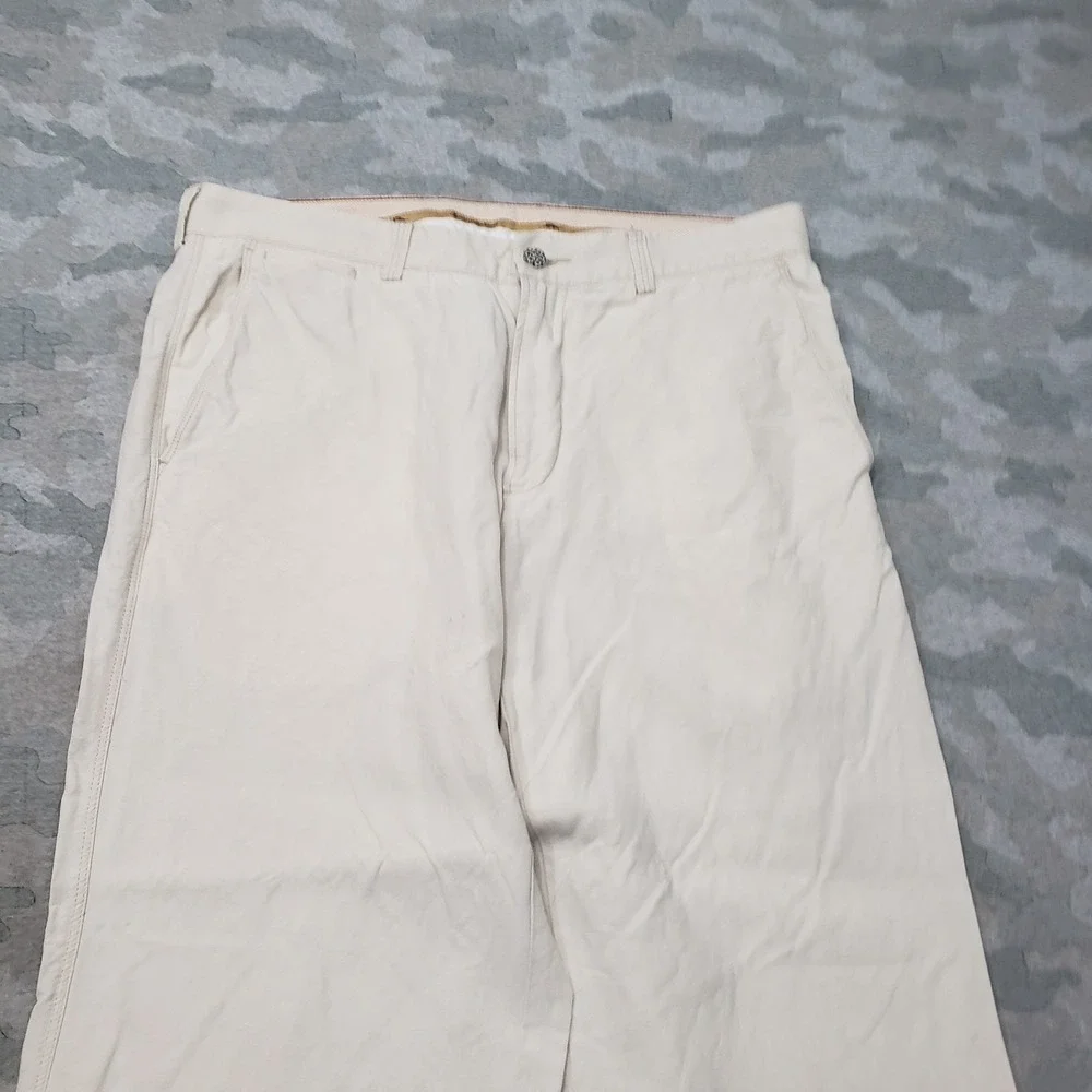 Tommy Bahama Pants Mens 33x32 Beige Linen Blend Straight Leg Pockets